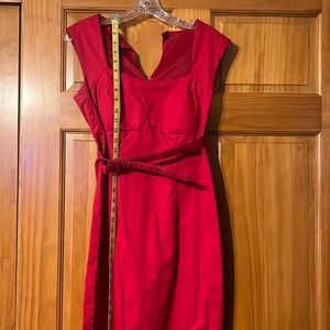 Red cap sleeve dress with removable belt, size 4